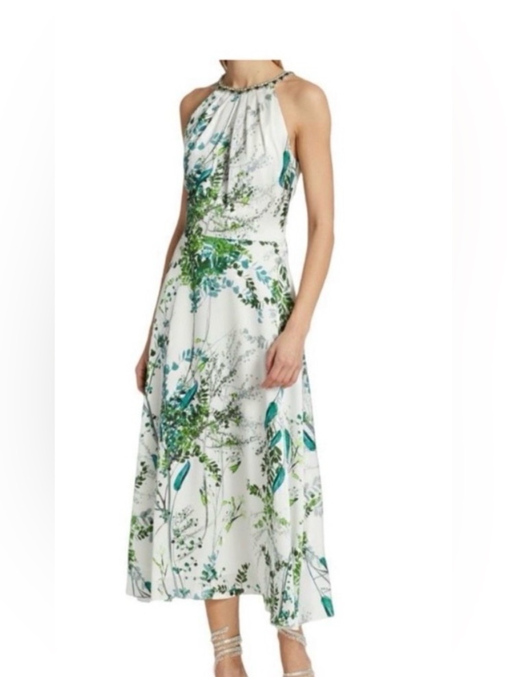 TERI JON by Rickie Freeman Embellished Halter Midi Dress Size 2